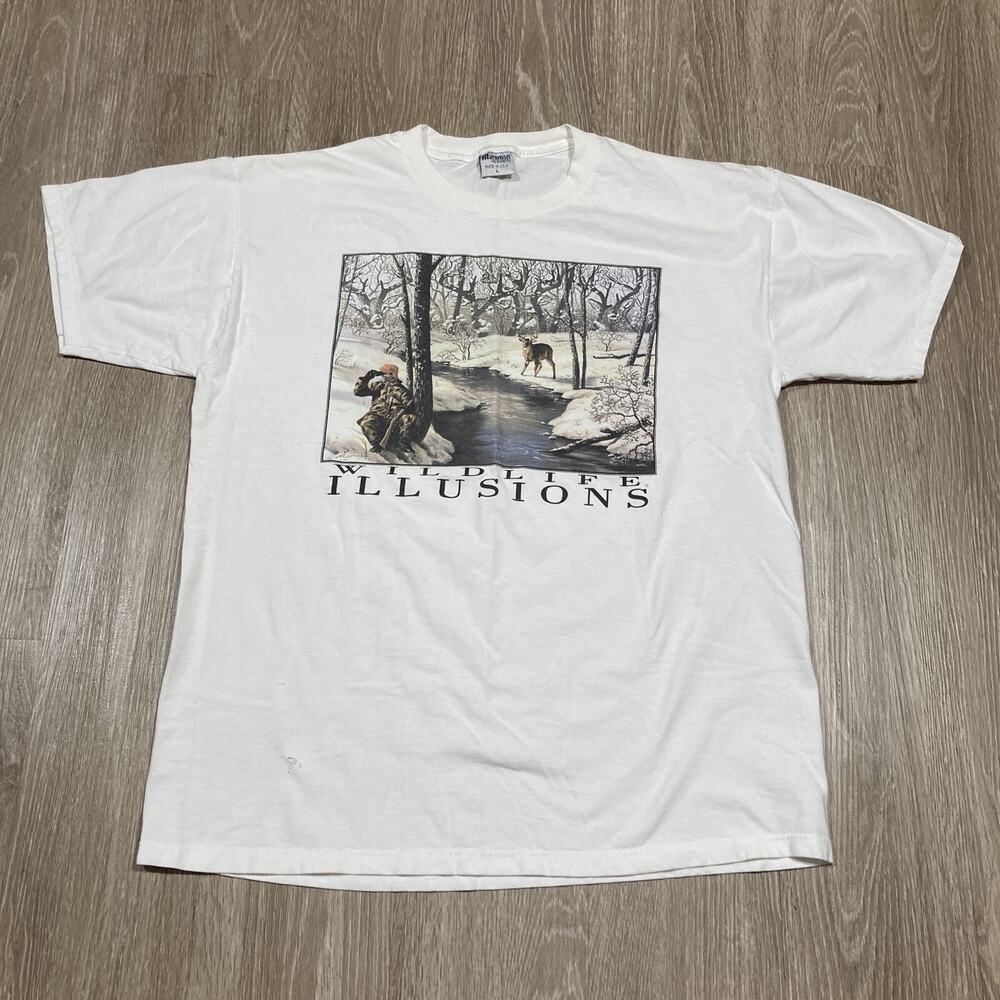Hunting Shirt L 90s 00s Wildlife Deer Hunter Nature Animal Funny Humor Y2k Tee